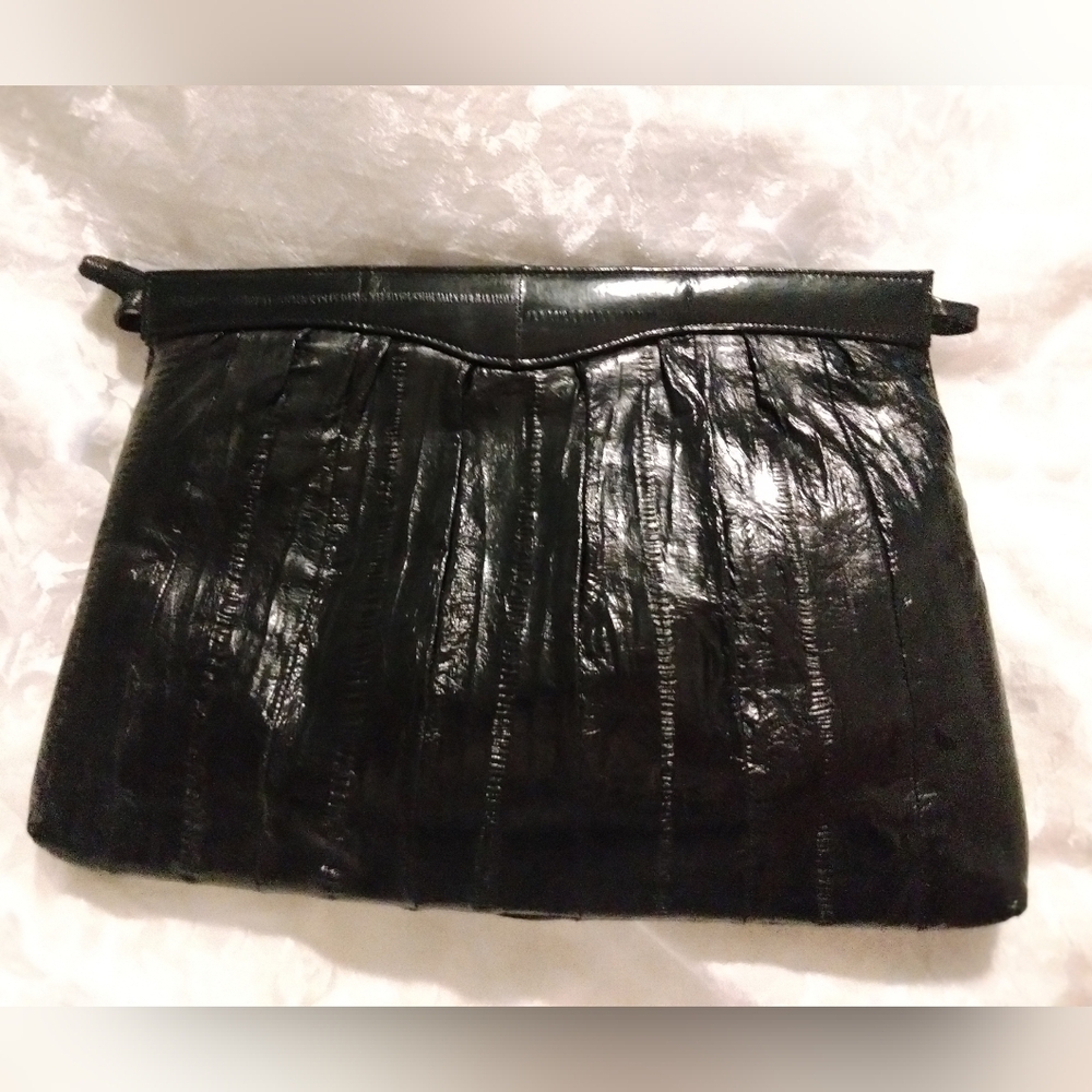 Genuine Eel Skin Black Purse
